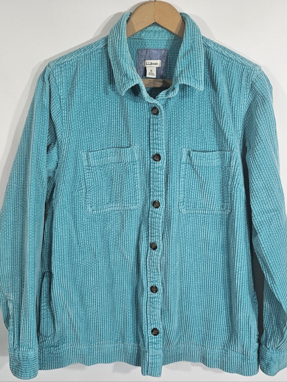 LL Bean Corduroy Shirt Jacket Womens M Button Up Top Cotton Shacket